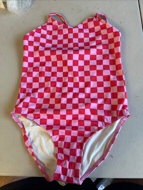 Quince Pink Checkerboard One-Piece Swimsuit 1017